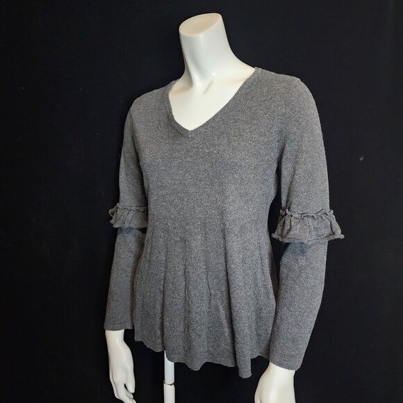 Style & Co Gray Ruffle Sleeve Sweater (PM) - Picture 2 of 6